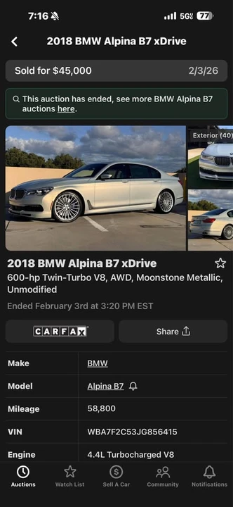 2017 BMW Alpina B7 - Image 7 of 7