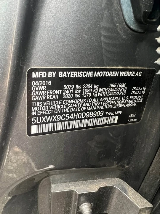 2017 BMW F25 X3 - Image 11 of 11