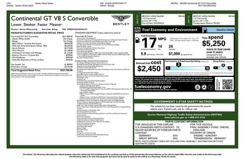 2017 Bentley Continental GT V8 2nd Gen - Image 3 of 12