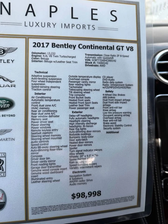 2017 Bentley Continental GT 2nd Gen - Image 13 of 13