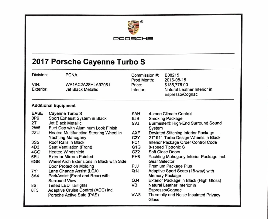 2017 Porsche 958 Cayenne Turbo S - Image 28 of 28