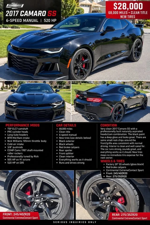2017 Chevrolet Camaro SS 6th Gen - Image 2 of 5