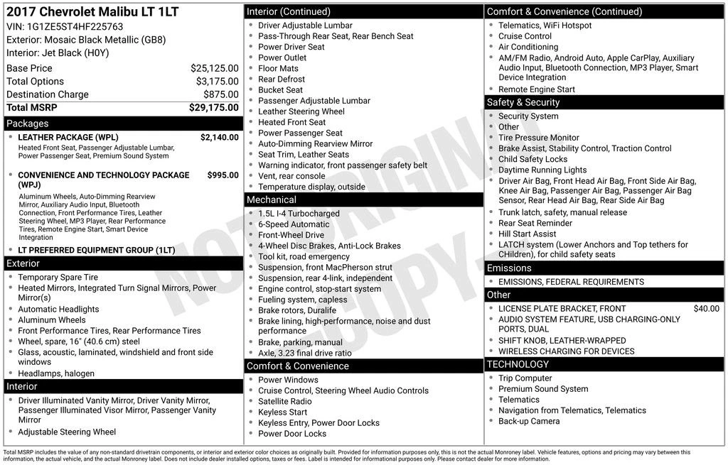2017 Chevrolet Malibu - Image 2 of 12