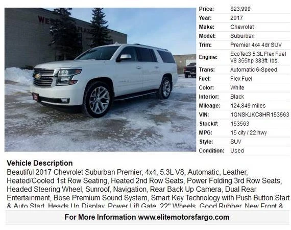 2017 Chevrolet Suburban 11th Gen - Image 2 of 21