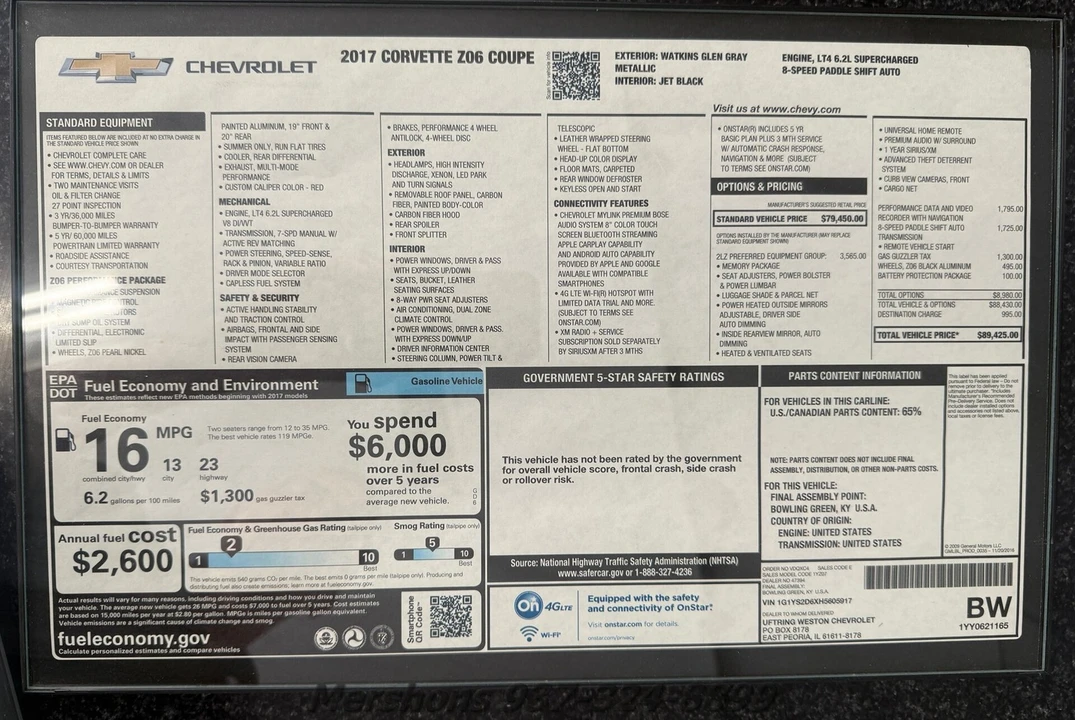2017 Chevrolet Corvette C7 Z06 - Image 17 of 18