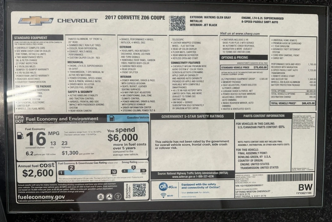 2017 Chevrolet Corvette C7 Z06 - Image 17 of 18