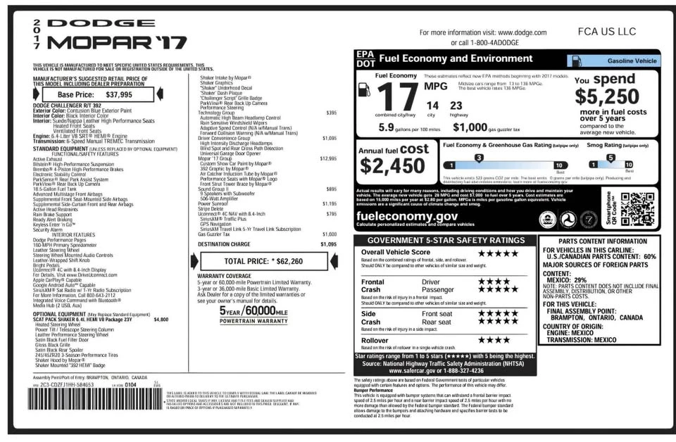 2017 Dodge Challenger SRT8 & 392 3rd Gen - Image 8 of 8