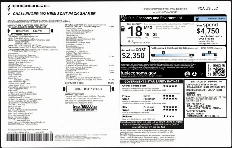 2017 Dodge Challenger SRT8 & 392 3rd Gen - Image 7 of 14