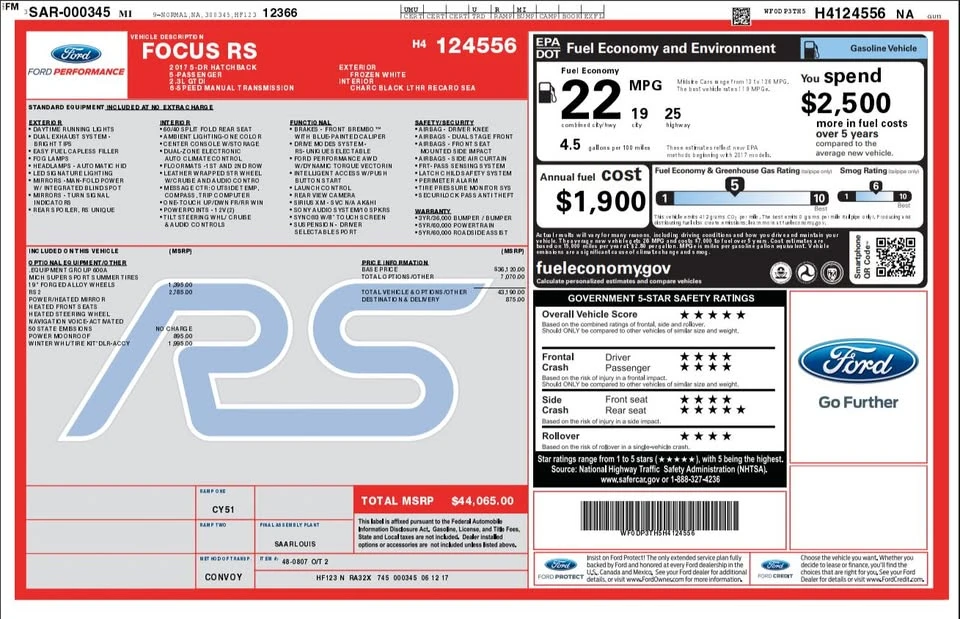 2017 Ford Focus RS 3rd Gen - Image 14 of 14
