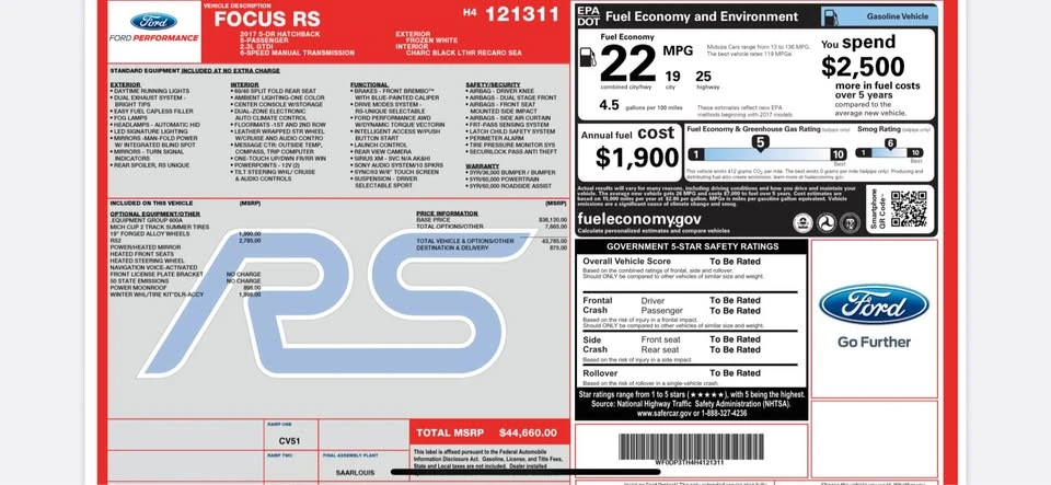 2017 Ford Focus RS 3rd Gen - Image 12 of 12