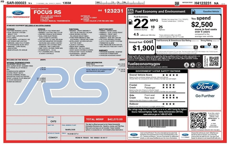 2017 Ford Focus RS 3rd Gen - Image 10 of 20