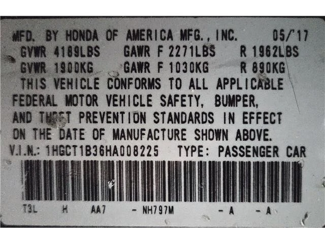 2017 Honda Accord 9th Gen - Image 10 of 11