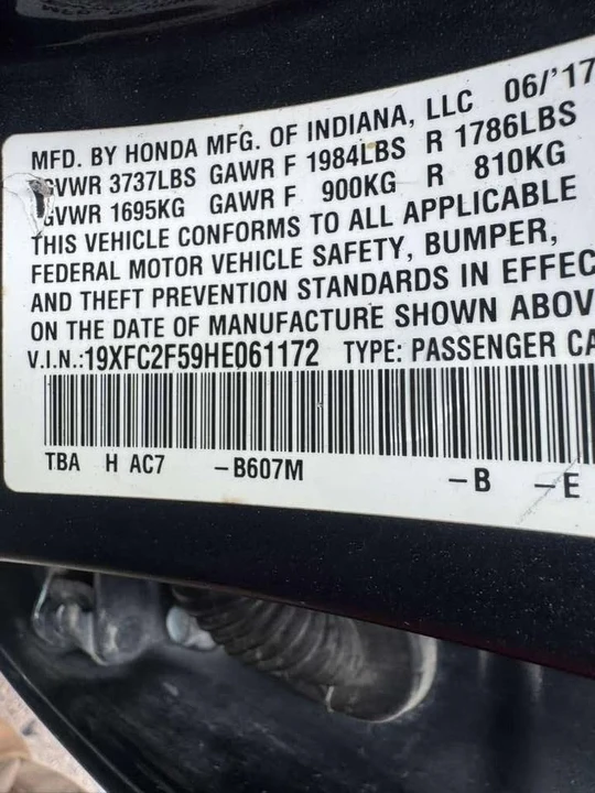 2017 Honda Civic 10th Gen - Image 7 of 7
