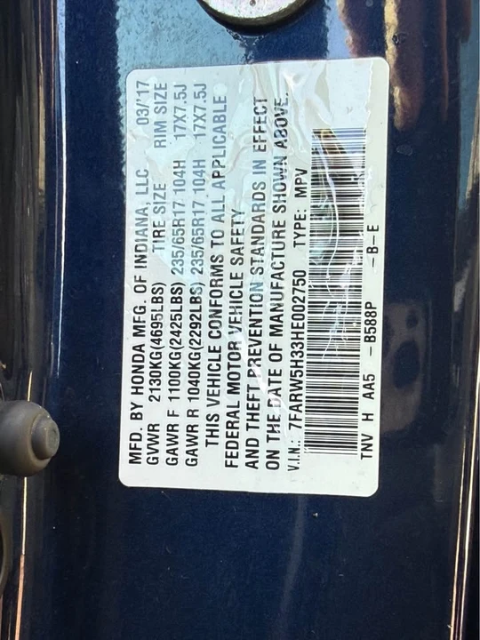 2017 Honda CR-V 5th Gen - Image 2 of 11