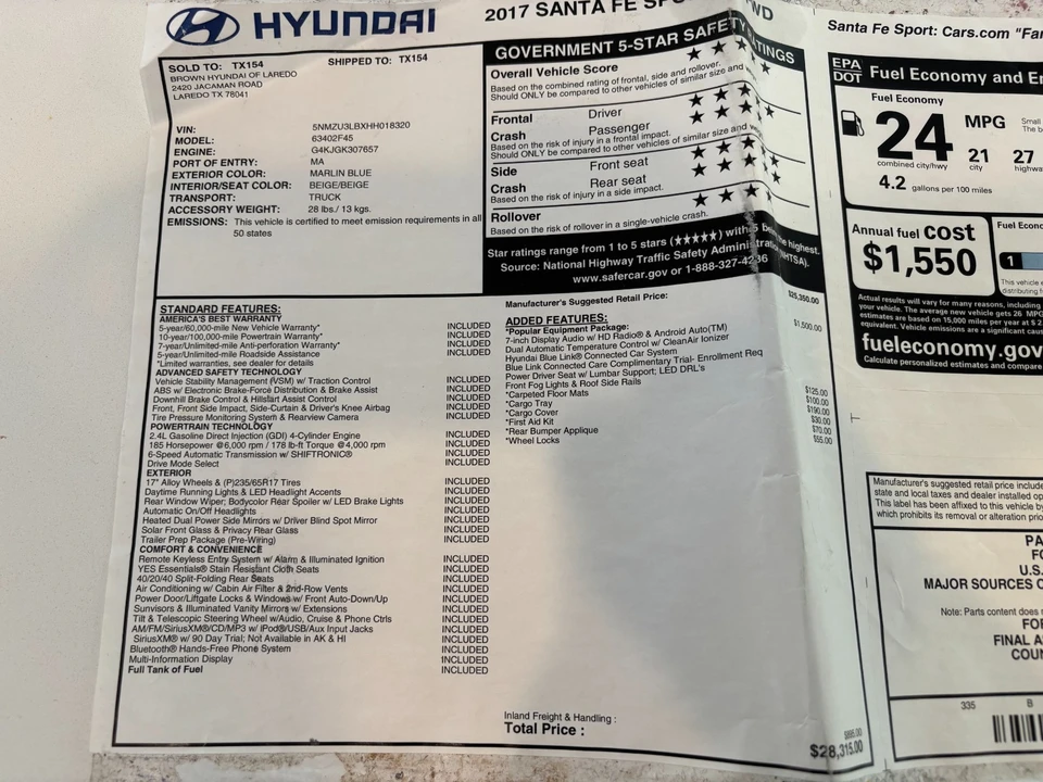 2017 Hyundai Santa Fe - Image 14 of 19