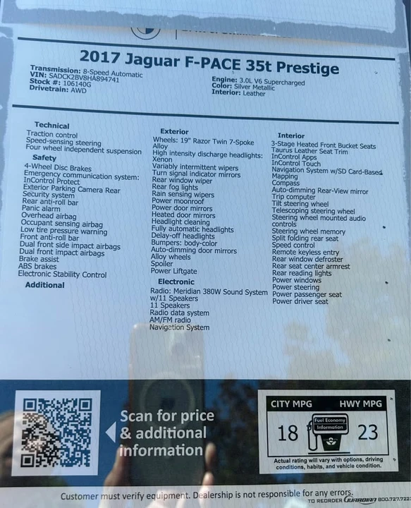 2017 Jaguar F-Pace - Image 16 of 16