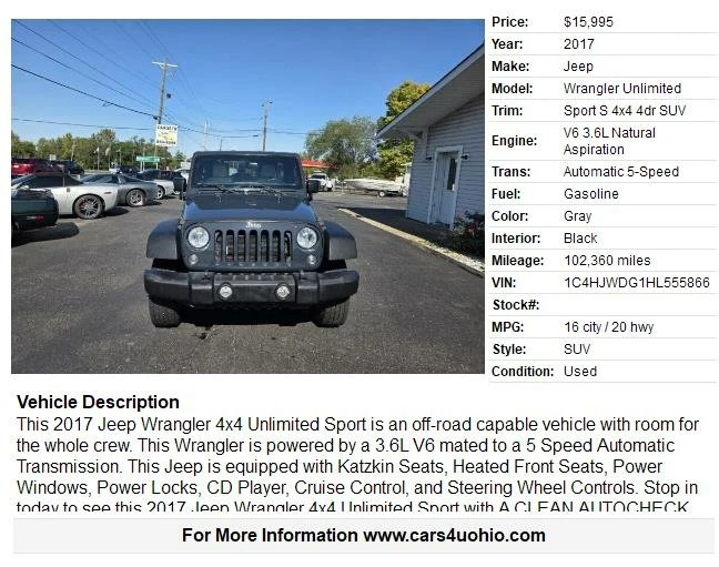 2017 Jeep JK Wrangler - Image 2 of 20
