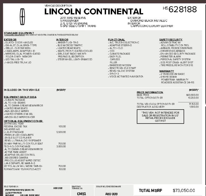 2017 Lincoln Continental 10th Gen - Image 3 of 13