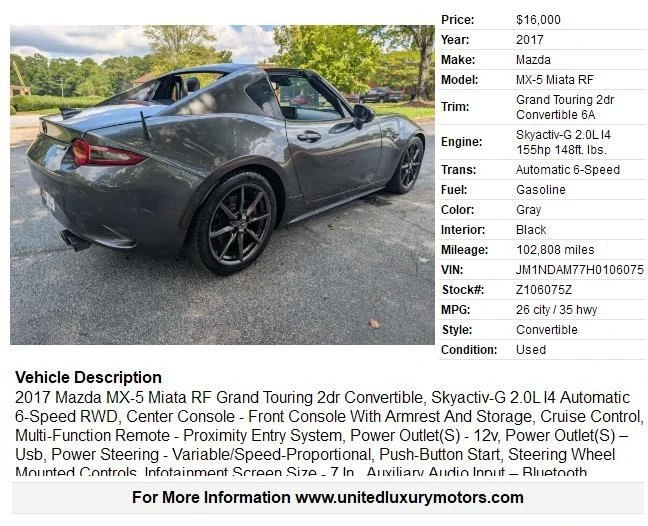 2017 Mazda ND MX-5 Miata - Image 2 of 20