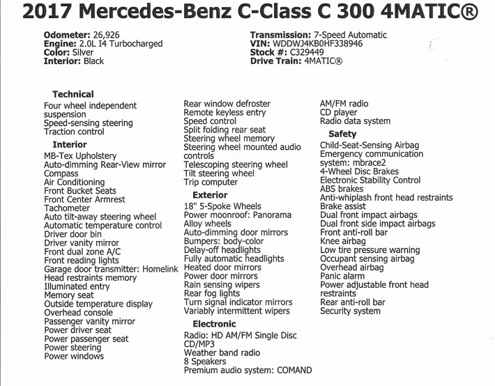 2017 Mercedes-Benz W205 C-Class - Image 5 of 9