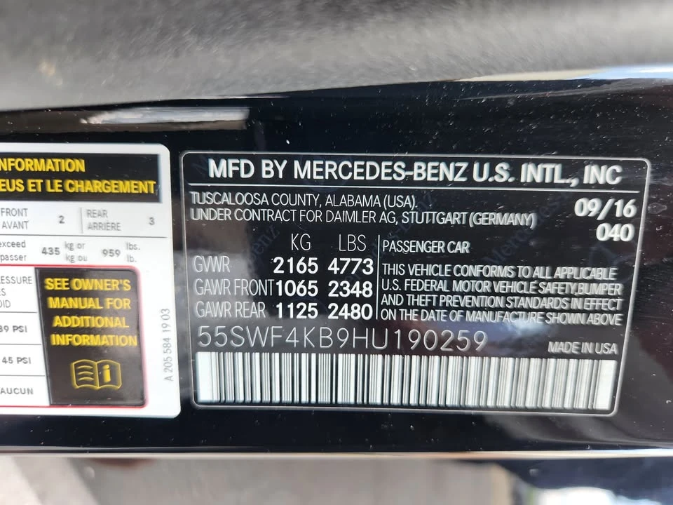 2017 Mercedes-Benz W205 C-Class - Image 16 of 16