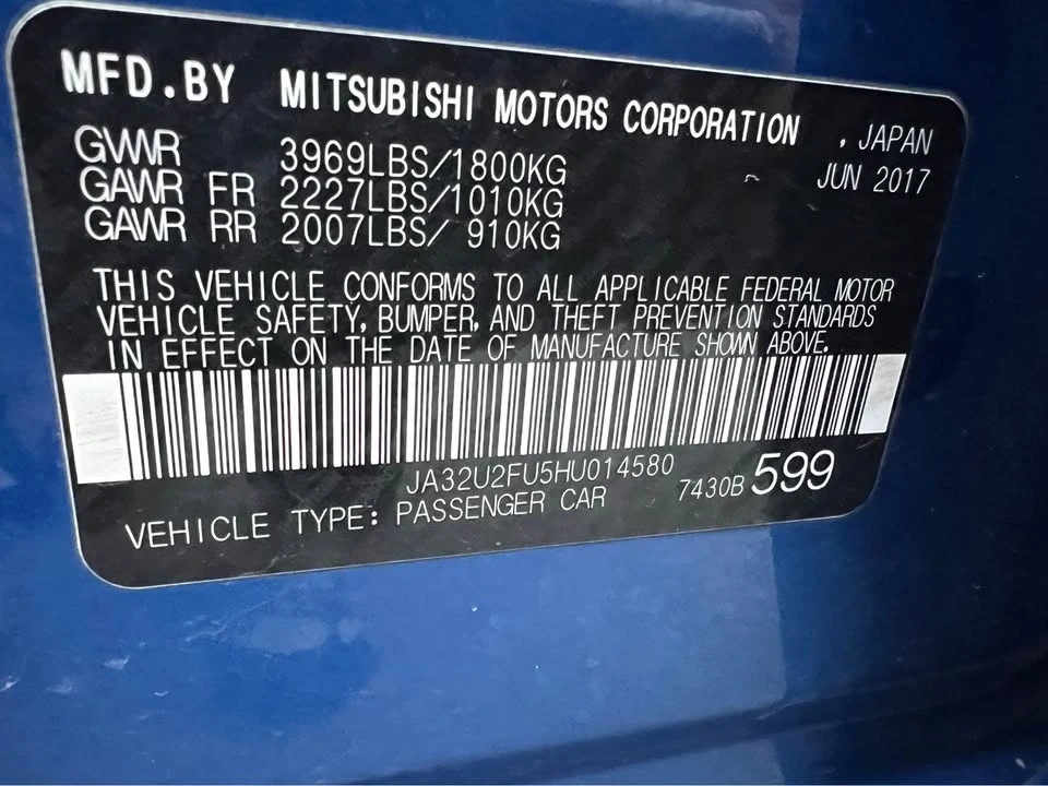2017 Mitsubishi Lancer 10th Gen - Image 11 of 19