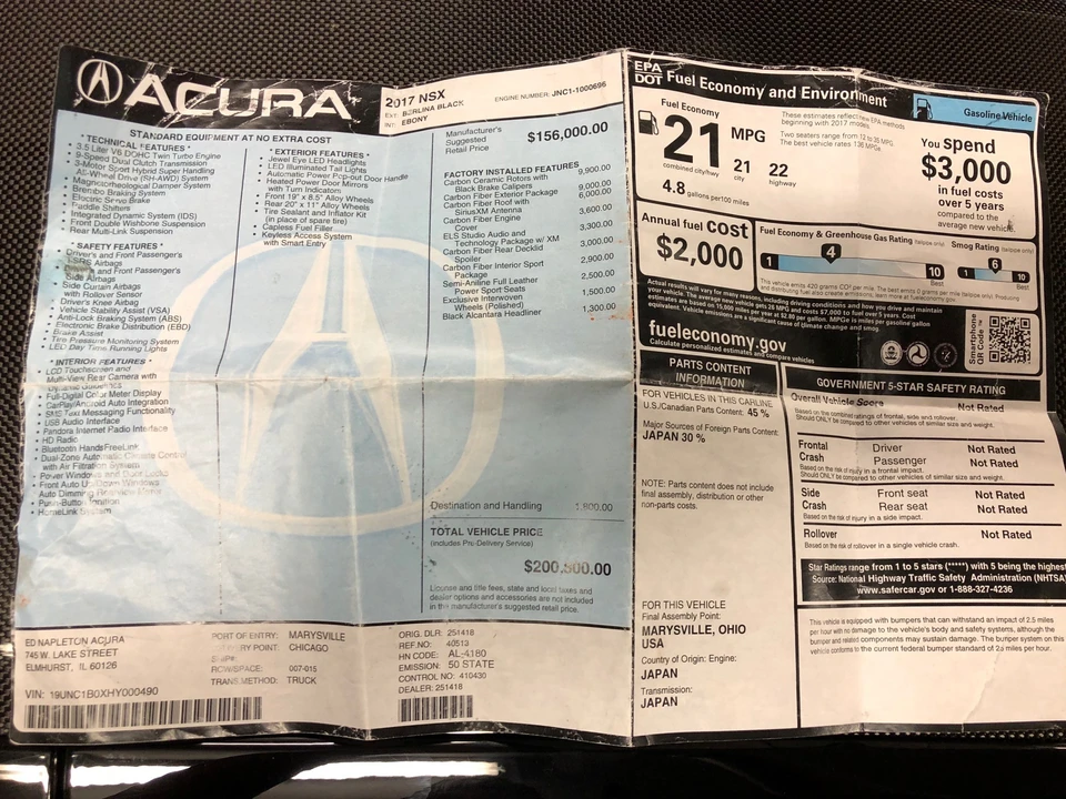 2017 Acura NC1 NSX - Image 24 of 29