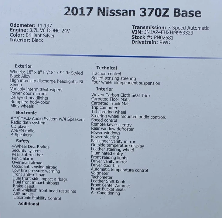 2017 Nissan 370Z 6th Gen - Image 5 of 8