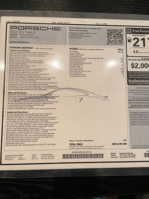 2017 Porsche 991 Turbo S - Image 5 of 7