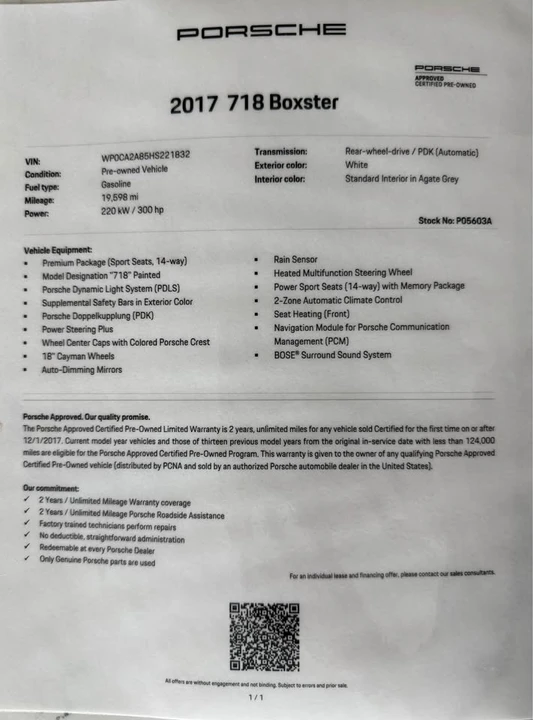 2017 Porsche 718 Boxster - Image 11 of 12