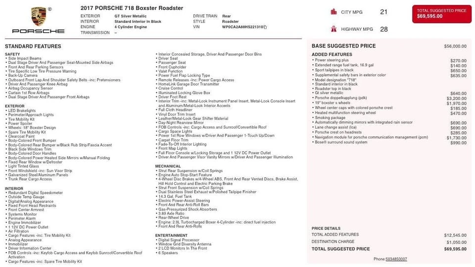 2017 Porsche 718 Boxster - Image 5 of 20