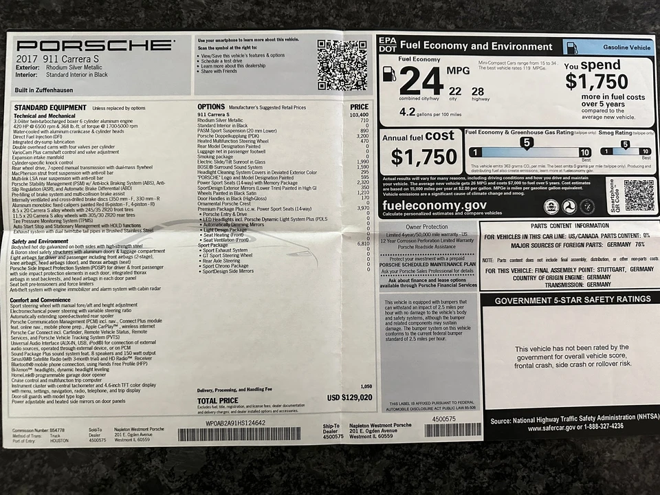 2017 Porsche 991 Carrera S - Image 2 of 19
