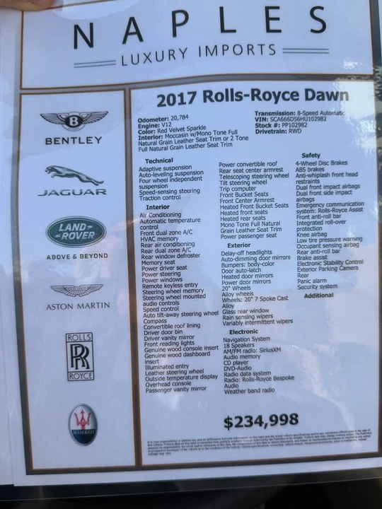 2017 Rolls-Royce Dawn - Image 20 of 21