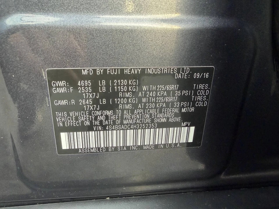 2017 Subaru Outback 5th Gen - Image 19 of 31