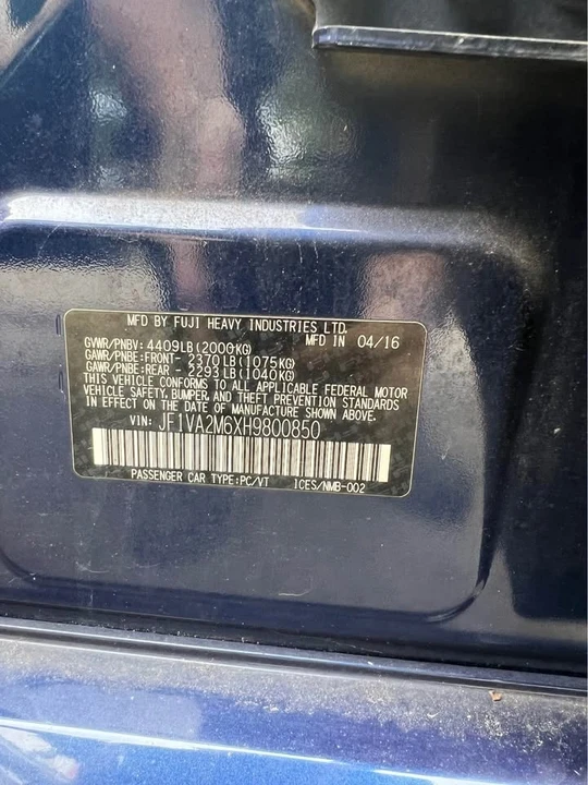 2017 Subaru Impreza WRX 3rd Gen - Image 13 of 13