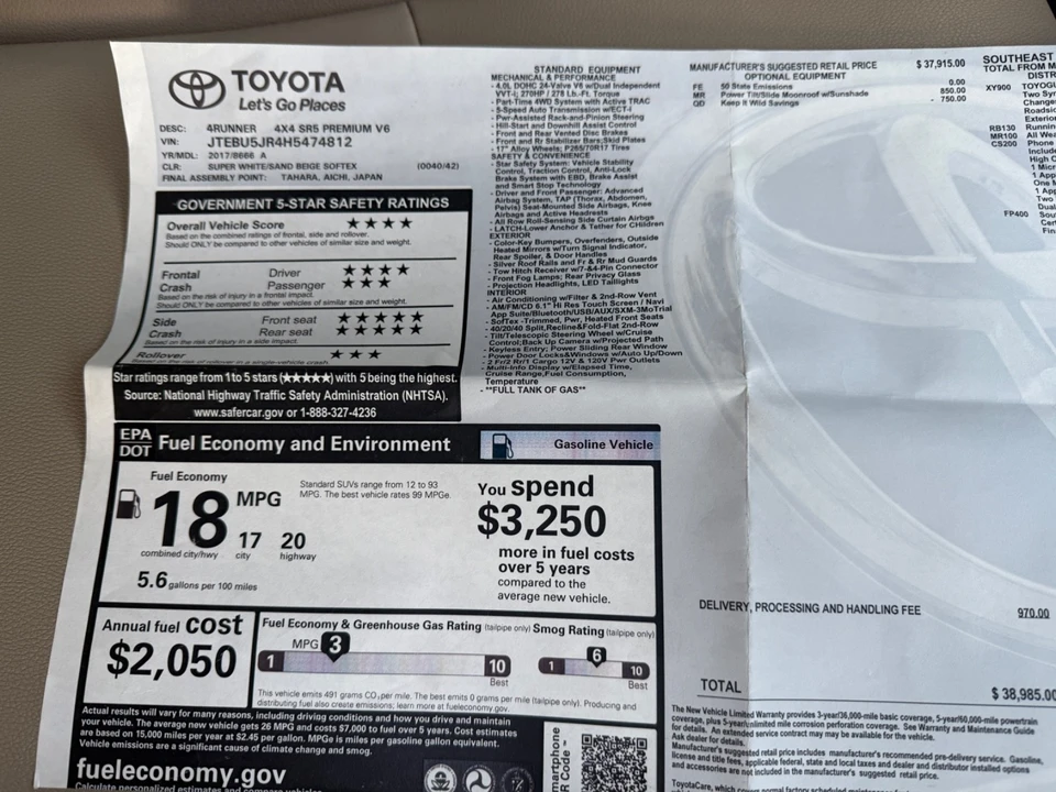 2017 Toyota 4Runner 5th Gen - Image 17 of 21