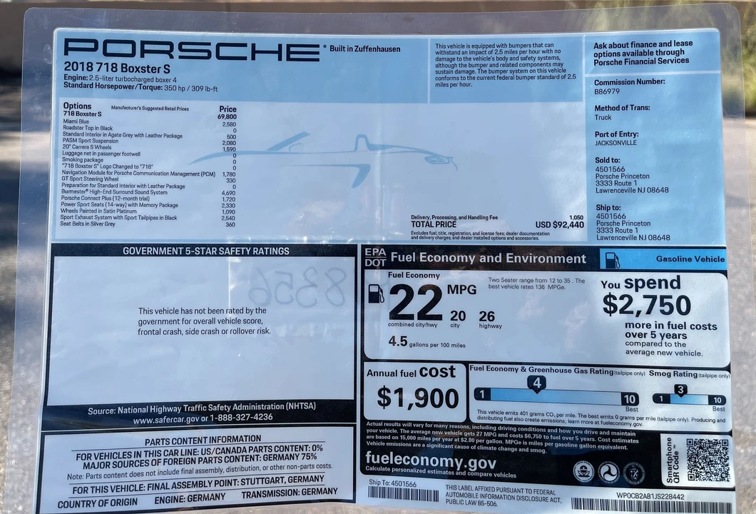 2018 Porsche 718 Boxster S - Image 2 of 8