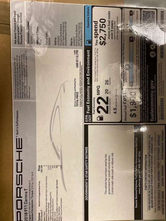 2018 Porsche 991 Carrera T - Image 2 of 4