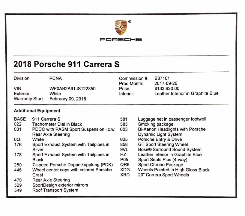 2018 Porsche 991 Carrera S - Image 15 of 15
