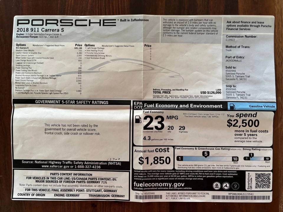 2018 Porsche 991 Carrera S - Image 2 of 2