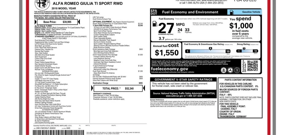 2018 Alfa Romeo Giulia - Image 14 of 15