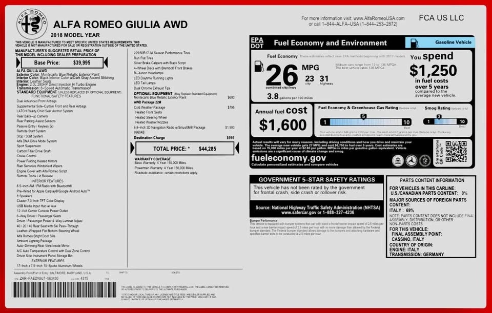 2018 Alfa Romeo Giulia - Image 18 of 18