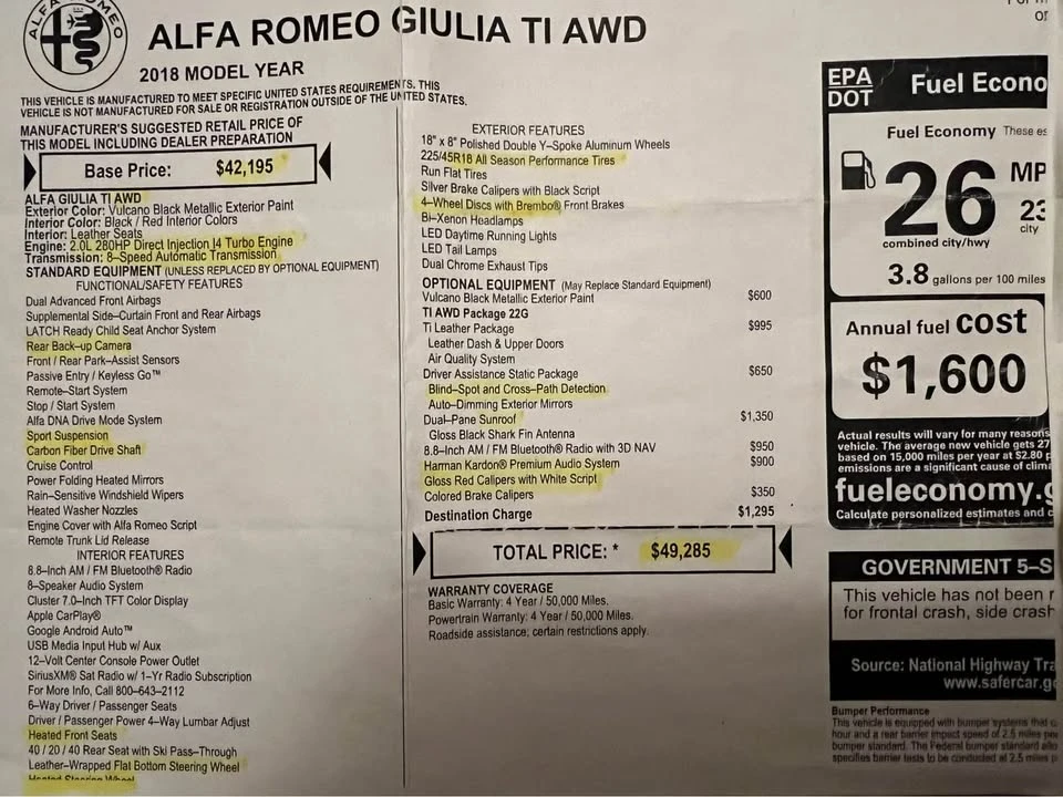 2018 Alfa Romeo Giulia - Image 20 of 20