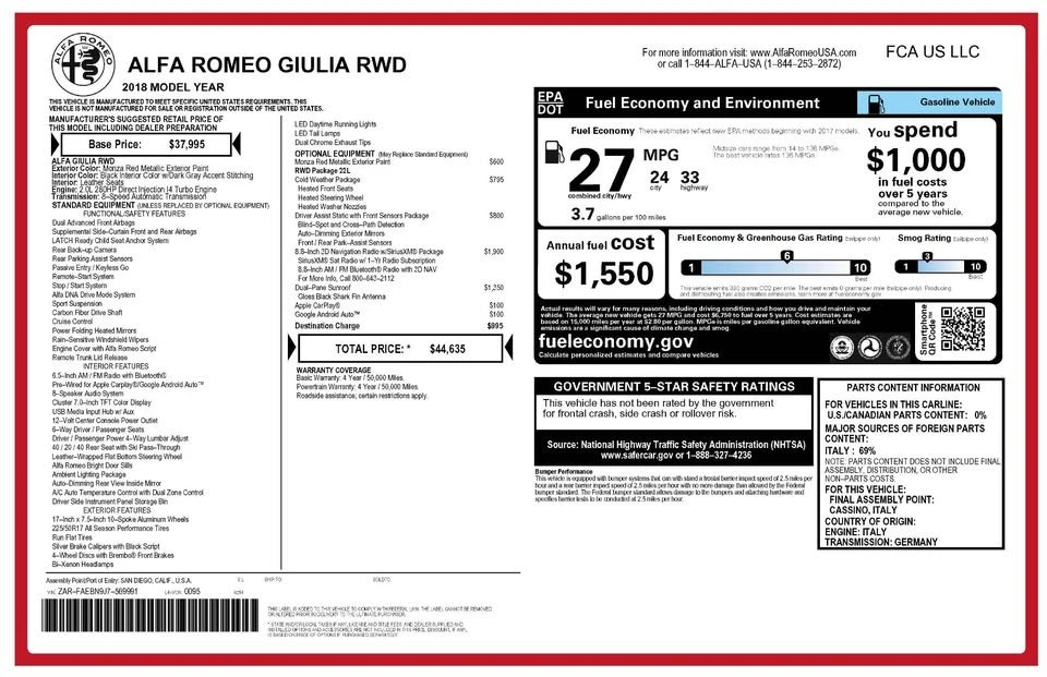 2018 Alfa Romeo Giulia - Image 4 of 10
