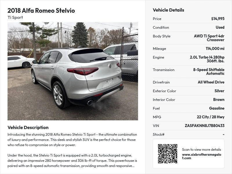 2018 Alfa Romeo Stelvio - Image 2 of 19