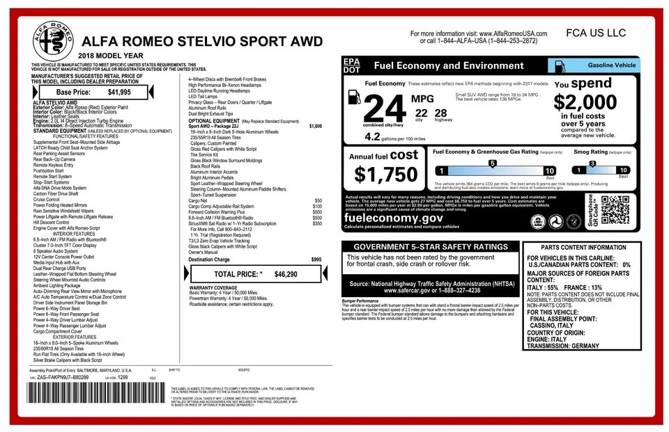 2018 Alfa Romeo Stelvio - Image 10 of 10