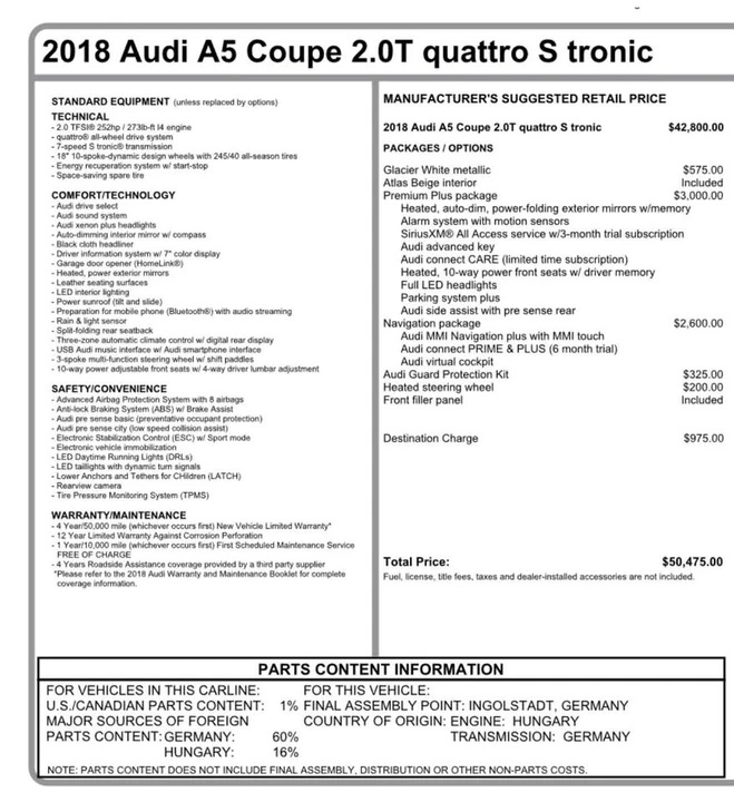 2018 Audi B9 A5 - Image 10 of 10