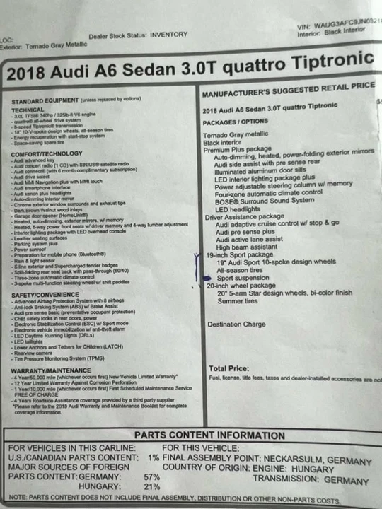 2018 Audi C7 A6 - Image 4 of 7