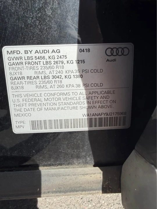 2018 Audi FY Q5 - Image 12 of 17