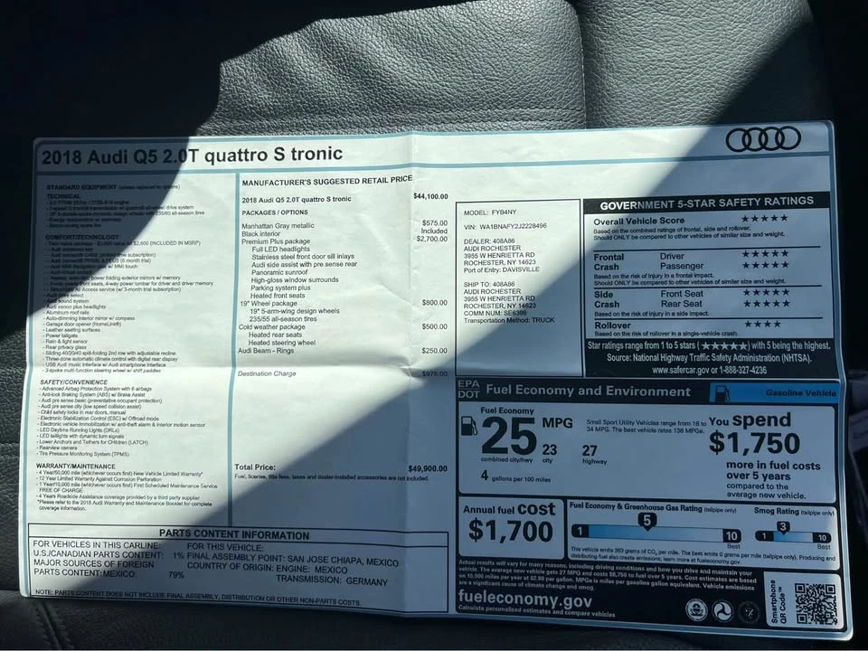 2018 Audi FY Q5 - Image 10 of 14